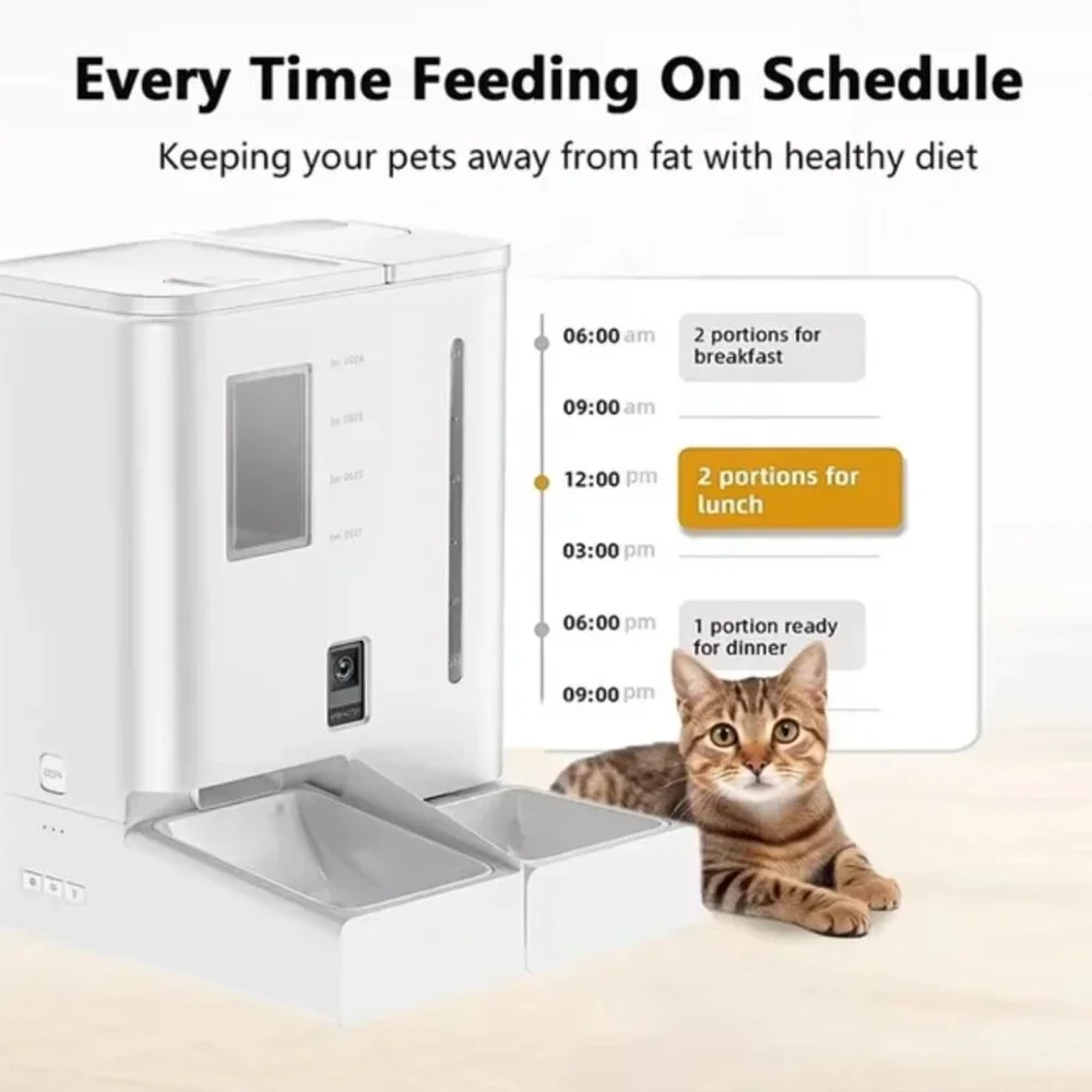 2025 New APP Control Smart Cat / Dog Feeder Food & Water Fountain With Camera